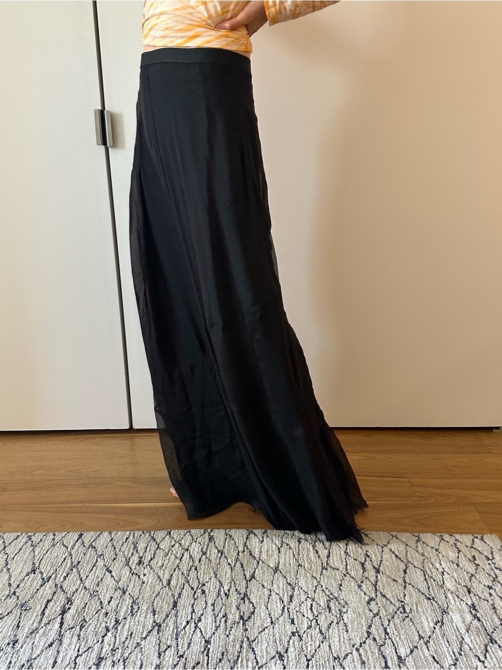 rag & bone Black Flowing silk Maxi Skirt - Picture 3 of 12